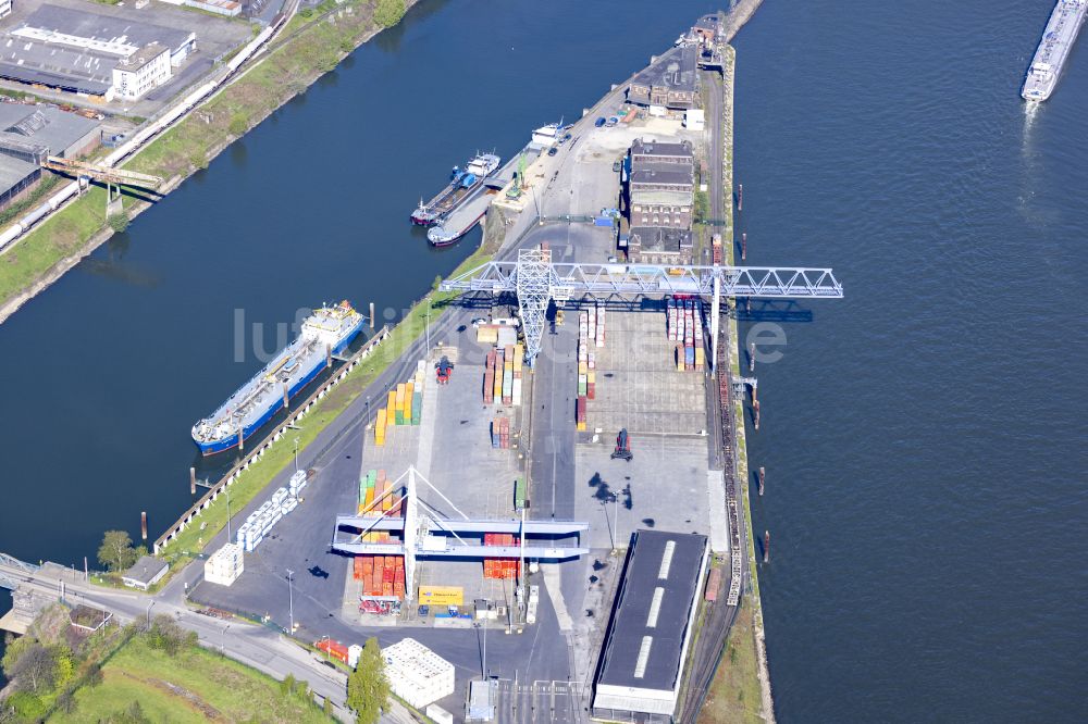 Krefeld von oben - Container Terminal in Krefeld im Bundesland Nordrhein-Westfalen, Deutschland