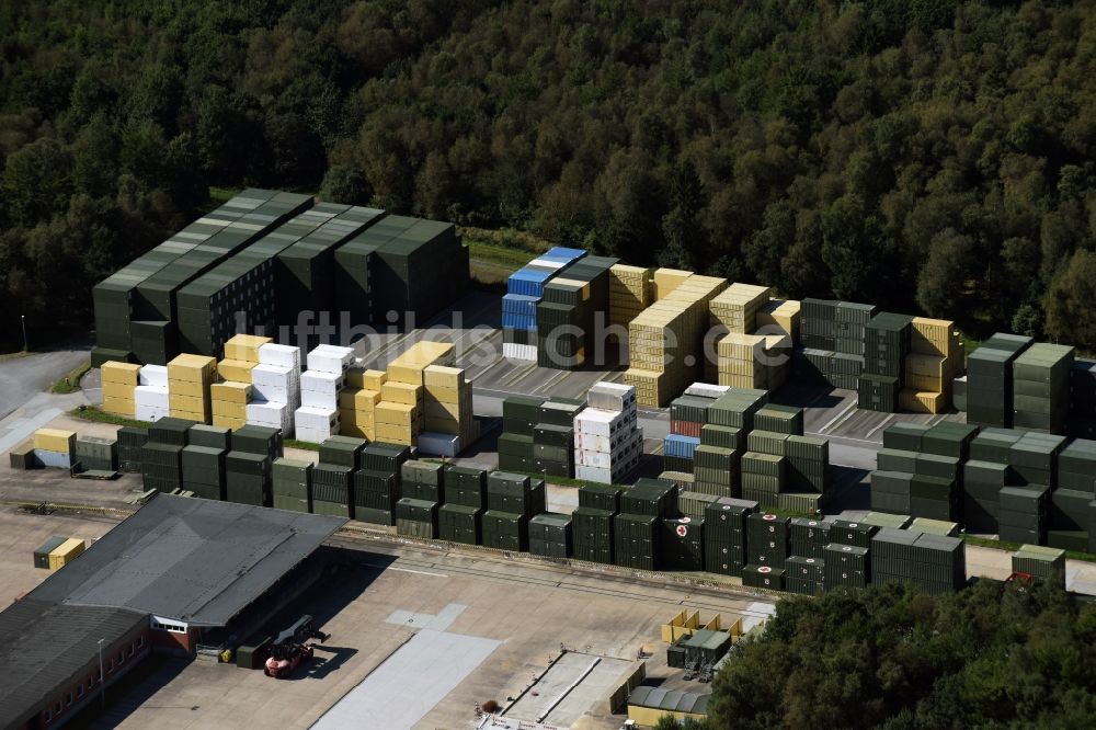 Luftbild Wester-Ohrstedt - Container- Terminal auf dem militärischen Übungsgelände der Bundeswehr in Wester-Ohrstedt im Bundesland Schleswig-Holstein