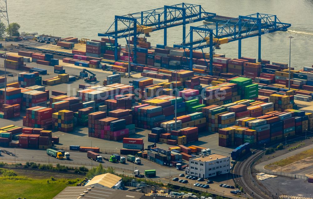 Luftaufnahme Duisburg - Container- Terminal der Rhein-Ruhr Terminal Gesellschaft für Container- und Güterumschlag mbH in Duisburg im Bundesland Nordrhein-Westfalen, Deutschland