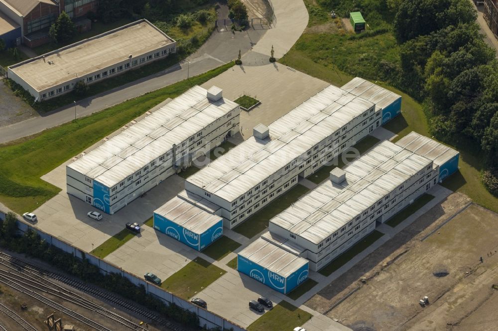 Mülheim an der Ruhr von oben - Containerbau der Hochschule Ruhr West, HRW in Mülheim an der Ruhr im Bundesland Nordrhein-Westfalen NRW