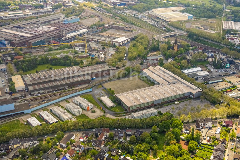 Luftaufnahme Mülheim an der Ruhr - Containergebäude der Hochschule für Polizei und öffentliche Verwaltung in Mülheim an der Ruhr im Bundesland Nordrhein-Westfalen, Deutschland