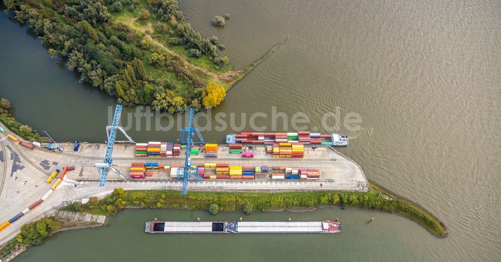 Luftbild Emmerich am Rhein - Containerterminal am Binnenhafen in Emmerich am Rhein im Bundesland Nordrhein-Westfalen, Deutschland