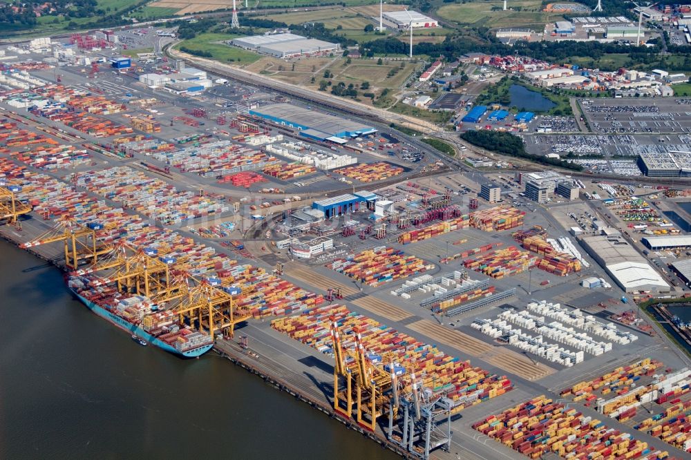 Luftbild Bremerhaven - Containerterminal im Containerhafen des Überseehafen Bremerhaven in Bremerhaven im Bundesland Bremen, Deutschland