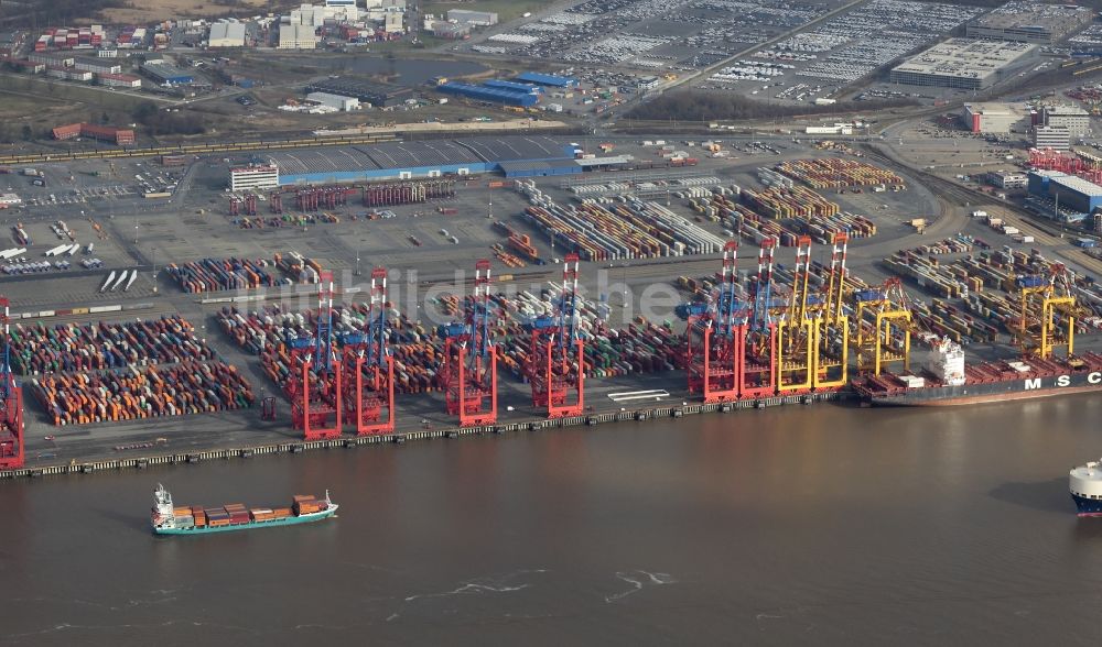 Luftaufnahme Bremerhaven - Containerterminal im Containerhafen des Überseehafen der EUROGATE Container Terminal Bremerhaven GmbH in Bremerhaven im Bundesland Bremen