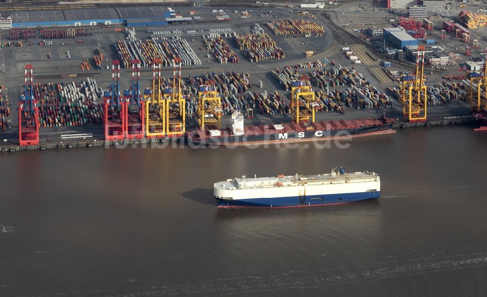 Bremerhaven aus der Vogelperspektive: Containerterminal im Containerhafen des Überseehafen der EUROGATE Container Terminal Bremerhaven GmbH in Bremerhaven im Bundesland Bremen