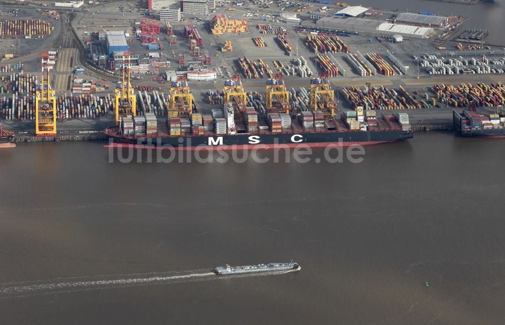 Luftaufnahme Bremerhaven - Containerterminal im Containerhafen des Überseehafen der EUROGATE Container Terminal Bremerhaven GmbH in Bremerhaven im Bundesland Bremen