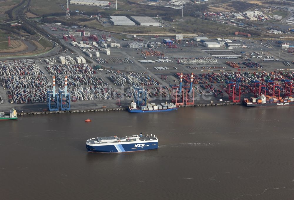 Bremerhaven aus der Vogelperspektive: Containerterminal im Containerhafen des Überseehafen der EUROGATE Container Terminal Bremerhaven GmbH in Bremerhaven im Bundesland Bremen