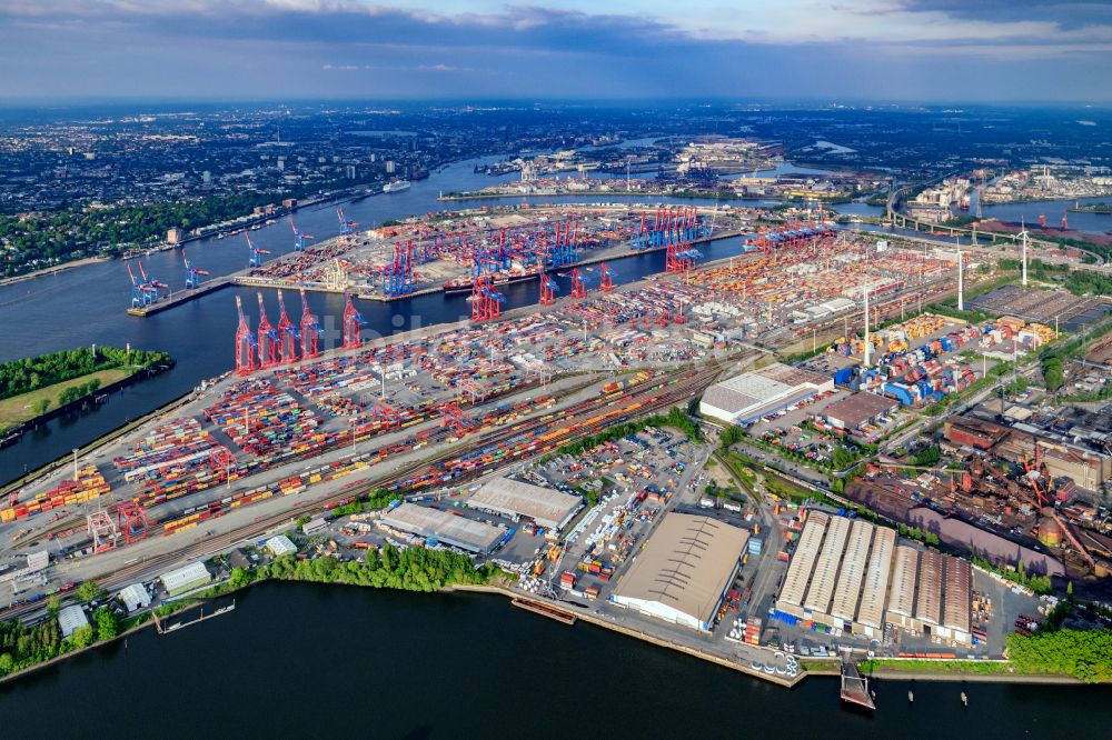 Luftaufnahme Hamburg - Containerterminal im Containerhafen des Überseehafen der EUROGATE Container Terminal Hamburg GmbH in Hamburg