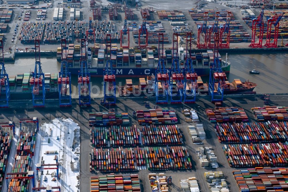 Luftbild Hamburg - Containerterminal im Containerhafen des Überseehafen Hamburg in Hamburg, Deutschland