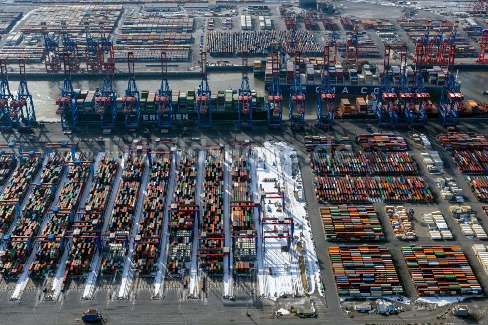 Luftaufnahme Hamburg - Containerterminal im Containerhafen des Überseehafen Hamburg in Hamburg, Deutschland