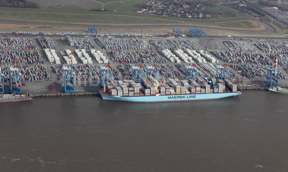 Bremerhaven aus der Vogelperspektive: Containerterminal im Containerhafen des Überseehafen Am Nordhafen in Bremerhaven im Bundesland Bremen