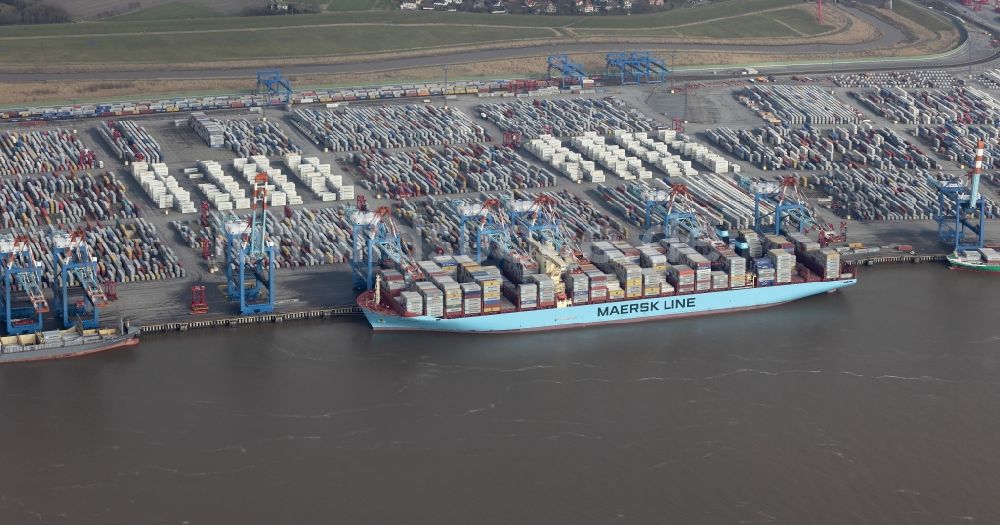 Luftbild Bremerhaven - Containerterminal im Containerhafen des Überseehafen Am Nordhafen in Bremerhaven im Bundesland Bremen