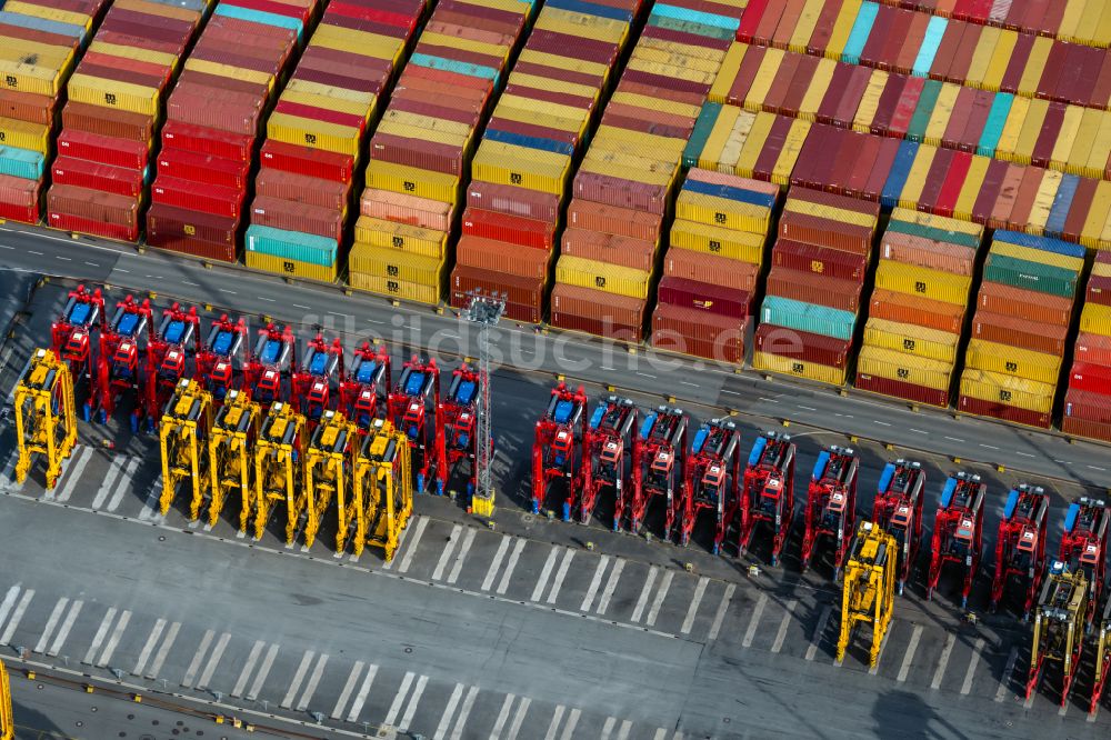 Bremerhaven aus der Vogelperspektive: Containerterminal im Containerhafen des Überseehafen Am Nordhafen in Bremerhaven im Bundesland Bremen