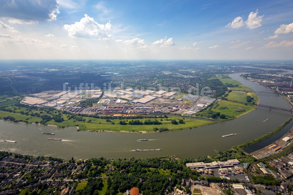 Luftaufnahme Duisburg - Containerterminal im Containerhafen des Binnenhafen der DIT Duisburg Intermodal Terminal GmbH in Duisburg im Bundesland Nordrhein-Westfalen