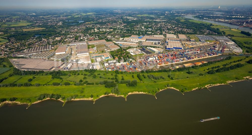 Luftaufnahme Duisburg - Containerterminal im Containerhafen des Binnenhafen der DIT Duisburg Intermodal Terminal GmbH in Duisburg im Bundesland Nordrhein-Westfalen