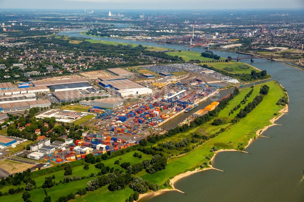 Luftbild Duisburg - Containerterminal im Containerhafen des Binnenhafen Duisburg Intermodal Terminal (DIT) in Duisburg im Bundesland Nordrhein-Westfalen