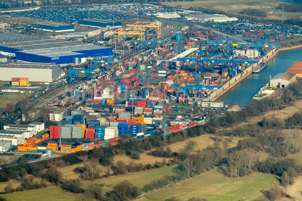 Luftbild Duisburg - Containerterminal im Containerhafen des Binnenhafen Duisburg Intermodal Terminal (DIT) in Duisburg im Bundesland Nordrhein-Westfalen