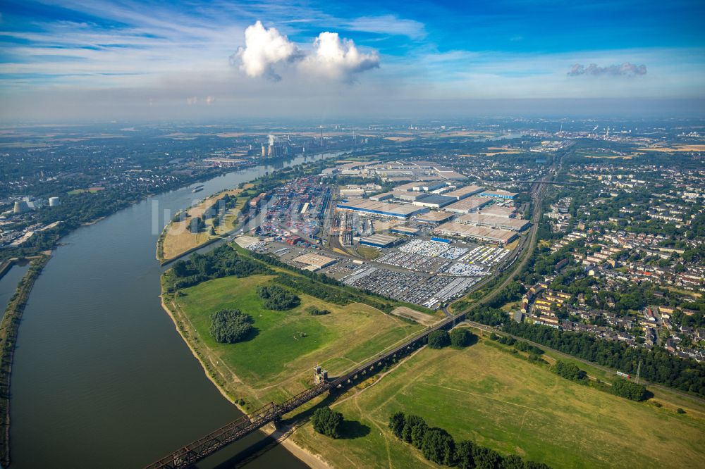 Luftaufnahme Duisburg - Containerterminal im Containerhafen des Binnenhafen Duisburg Intermodal Terminal (DIT) in Duisburg im Bundesland Nordrhein-Westfalen