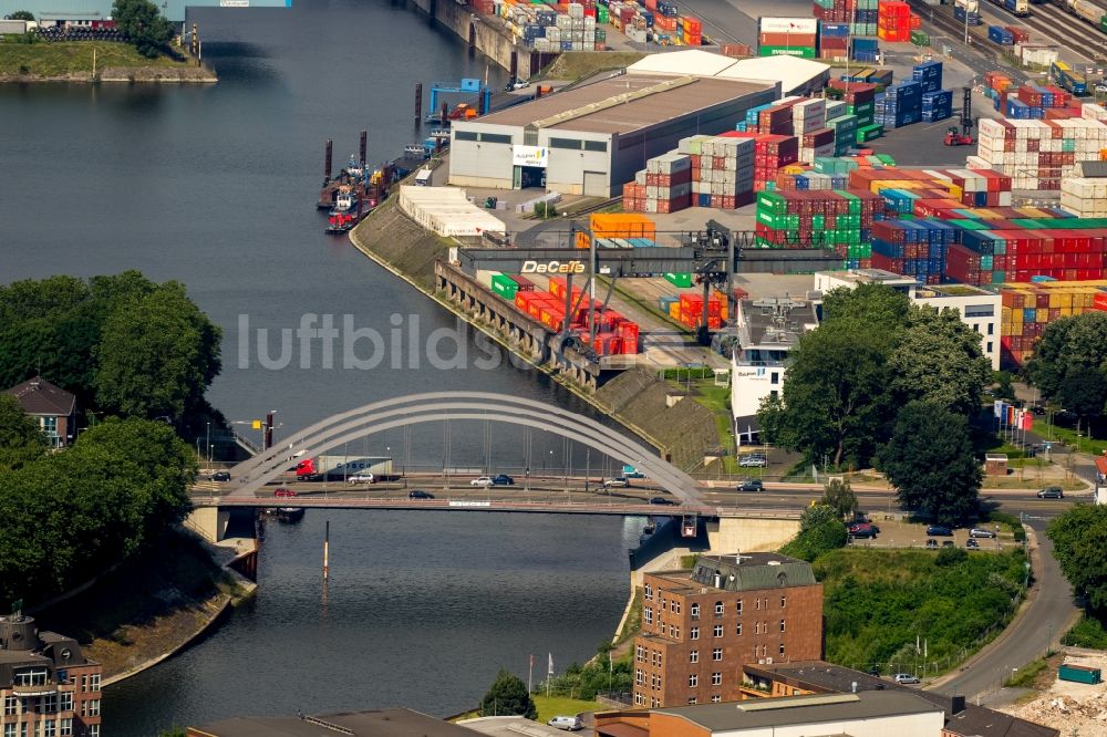 Luftaufnahme Duisburg - Containerterminal im Containerhafen des Binnenhafen Duisport in Duisburg im Bundesland Nordrhein-Westfalen