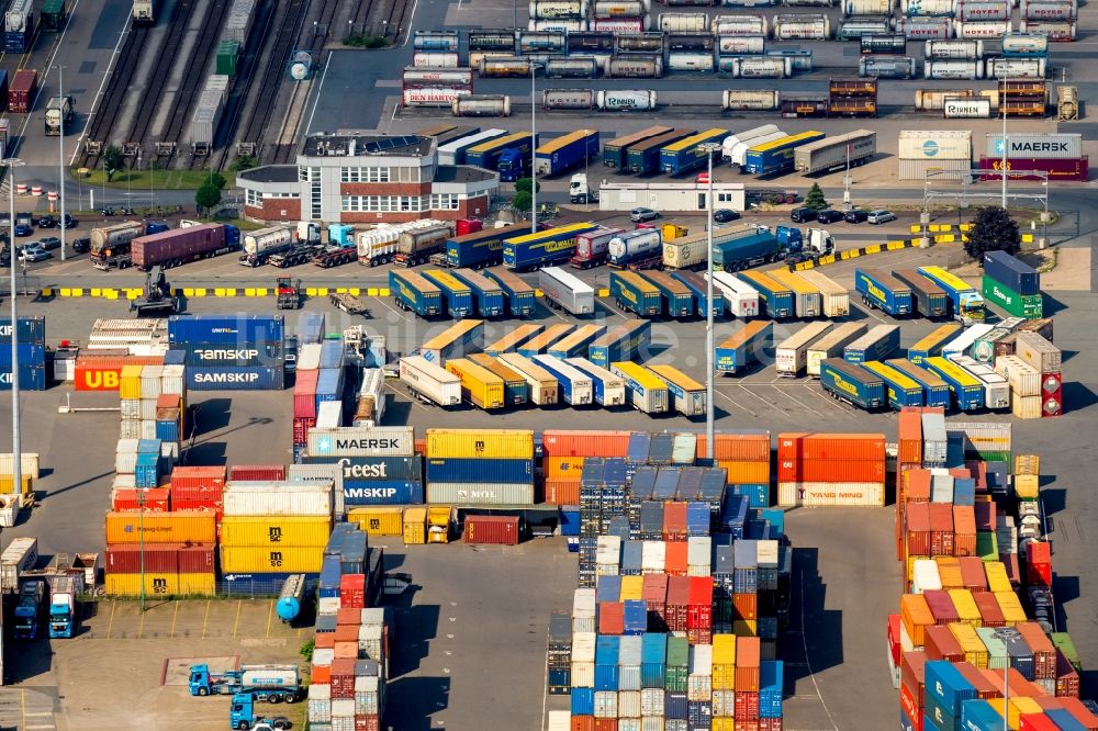 Luftbild Duisburg - Containerterminal im Containerhafen des Binnenhafen Duisport in Duisburg im Bundesland Nordrhein-Westfalen