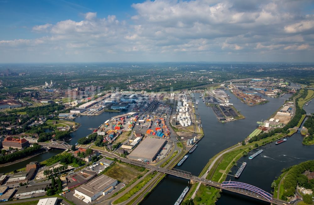 Luftaufnahme Duisburg - Containerterminal im Containerhafen des Binnenhafen Duisport in Duisburg im Bundesland Nordrhein-Westfalen