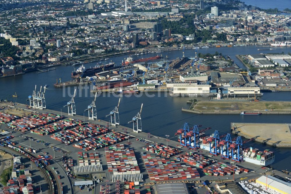 Hamburg aus der Vogelperspektive: Containerterminal im Containerhafen des Binnenhafen in Hamburg