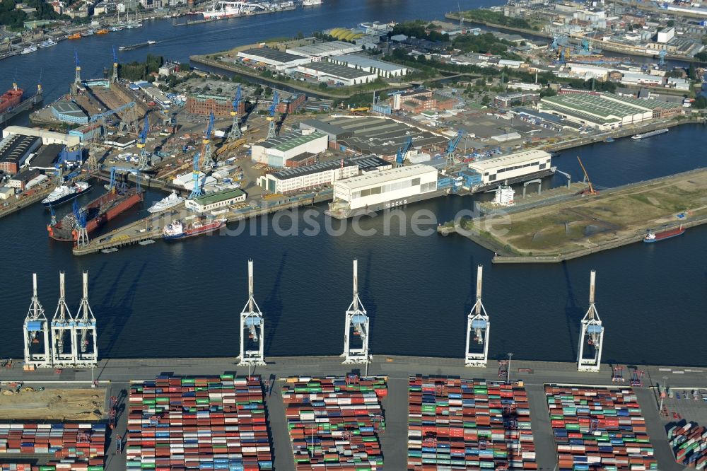 Hamburg aus der Vogelperspektive: Containerterminal im Containerhafen des Binnenhafen in Hamburg