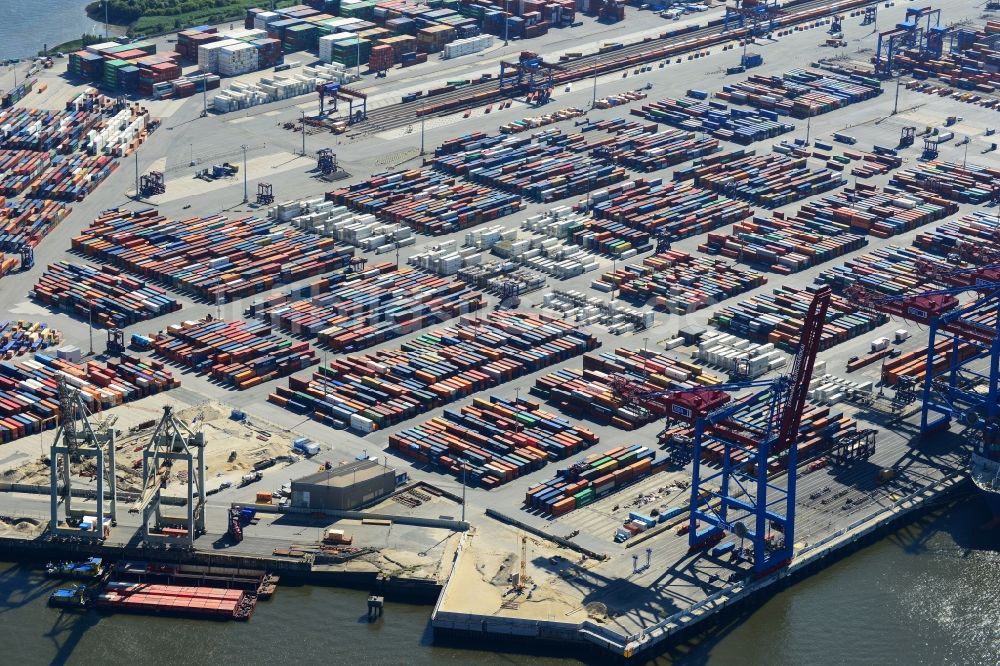 Hamburg von oben - Containerterminal im Containerhafen des Binnenhafen HHLA - Burchardkai in Hamburg