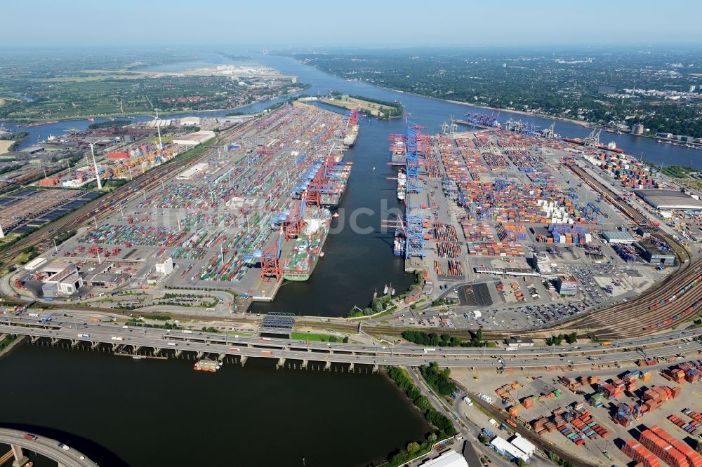 Luftbild Hamburg - Containerterminal im Containerhafen des Binnenhafen HHLA - Burchardkai in Hamburg