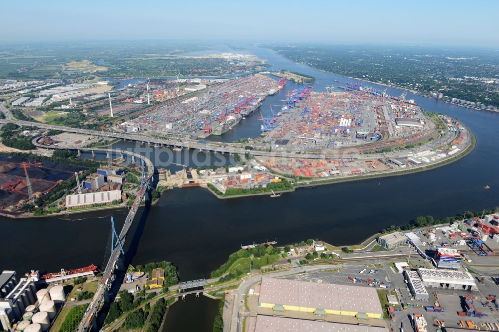 Hamburg von oben - Containerterminal im Containerhafen des Binnenhafen HHLA - Burchardkai in Hamburg