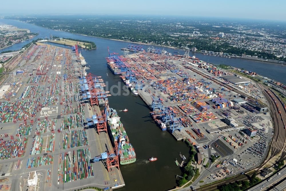 Hamburg von oben - Containerterminal im Containerhafen des Binnenhafen HHLA - Burchardkai in Hamburg