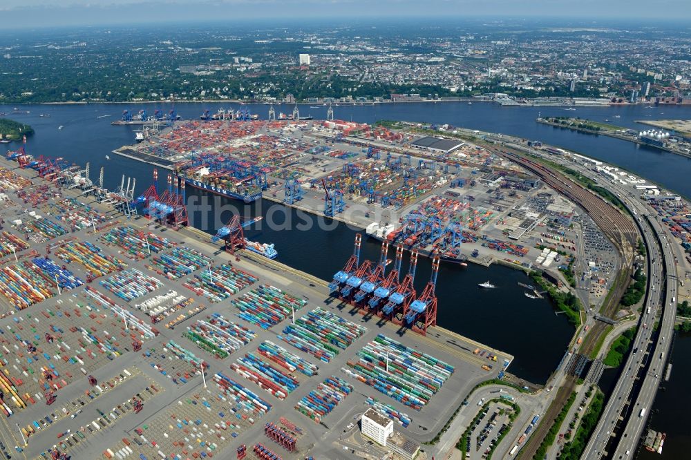 Luftbild Hamburg - Containerterminal im Containerhafen des Binnenhafen HHLA - Burchardkai in Hamburg