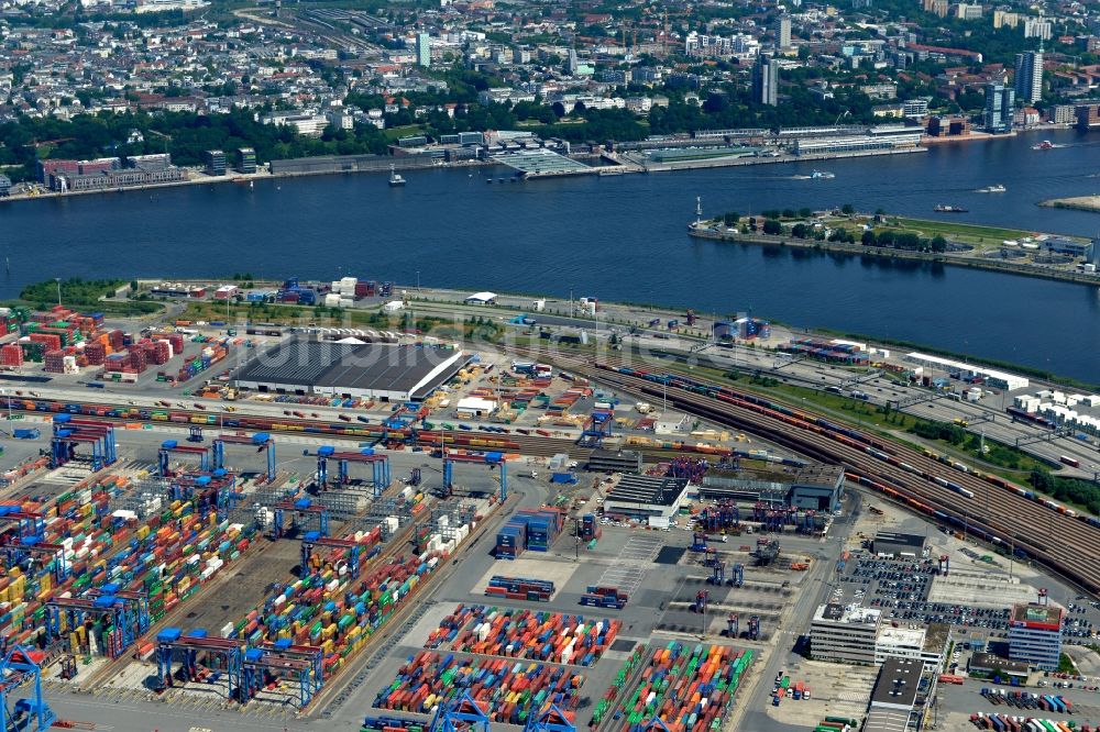 Hamburg von oben - Containerterminal im Containerhafen des Binnenhafen HHLA - Burchardkai in Hamburg