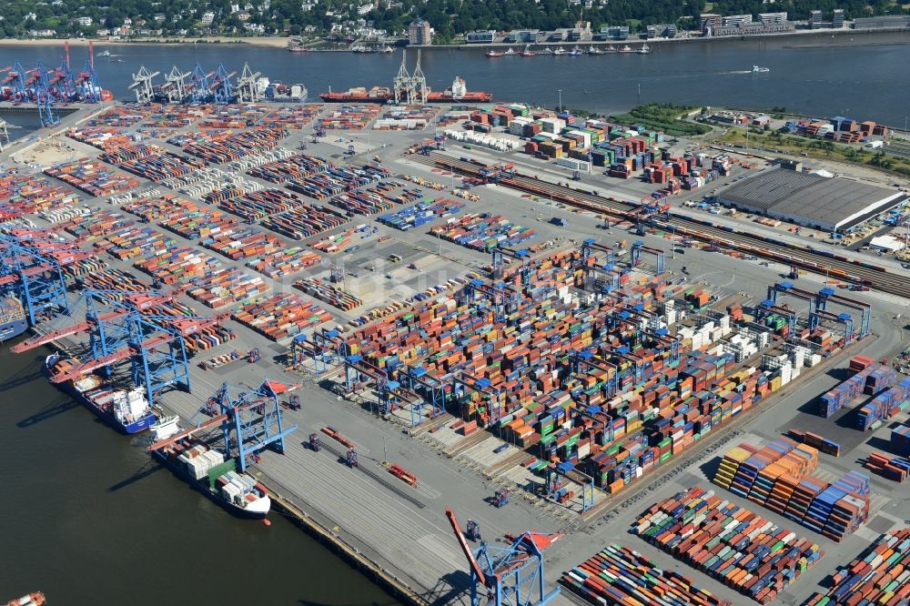 Hamburg von oben - Containerterminal im Containerhafen des Binnenhafen HHLA - Burchardkai in Hamburg