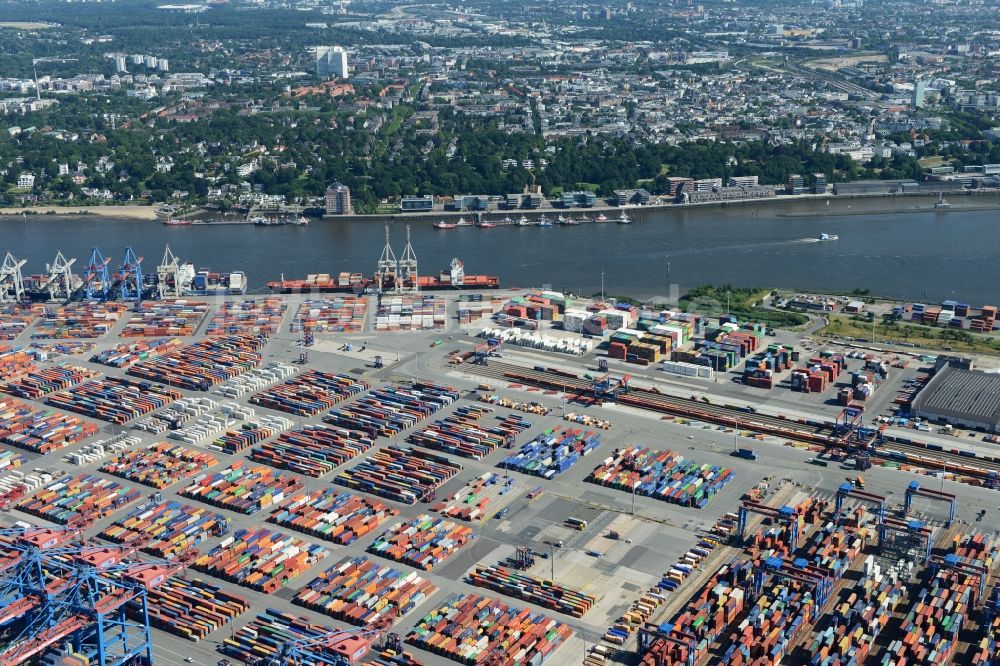 Luftbild Hamburg - Containerterminal im Containerhafen des Binnenhafen HHLA - Burchardkai in Hamburg