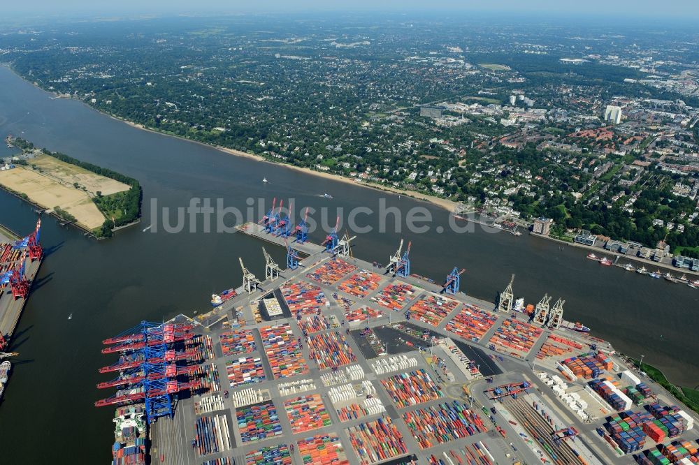 Hamburg von oben - Containerterminal im Containerhafen des Binnenhafen HHLA - Burchardkai in Hamburg