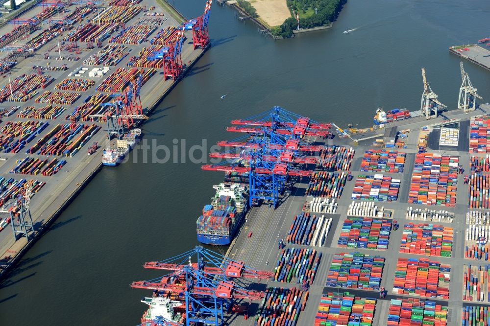 Luftbild Hamburg - Containerterminal im Containerhafen des Binnenhafen HHLA - Burchardkai in Hamburg