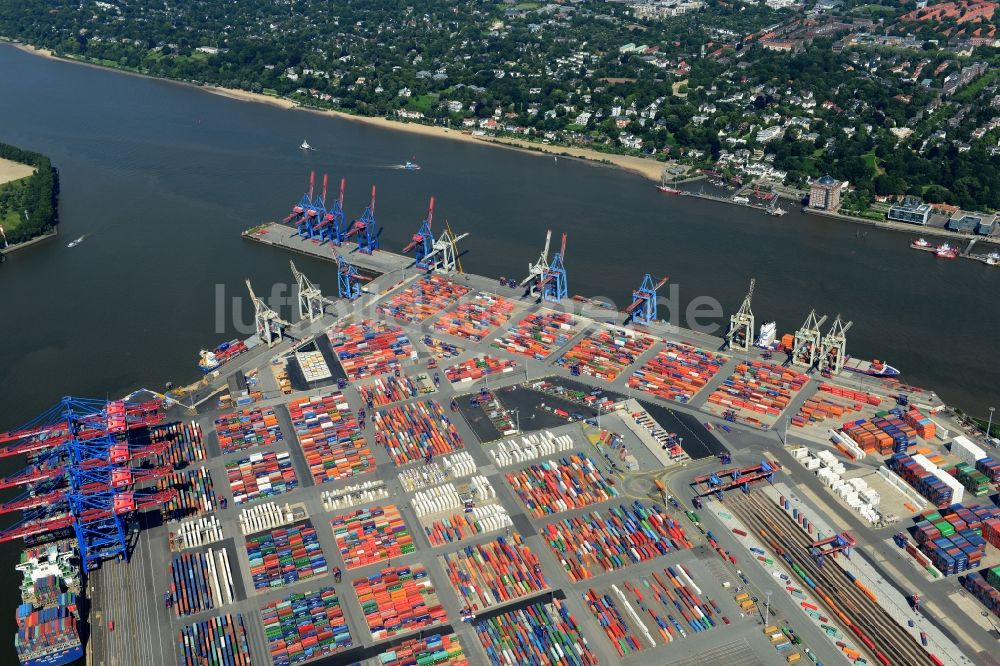 Hamburg aus der Vogelperspektive: Containerterminal im Containerhafen des Binnenhafen HHLA - Burchardkai in Hamburg