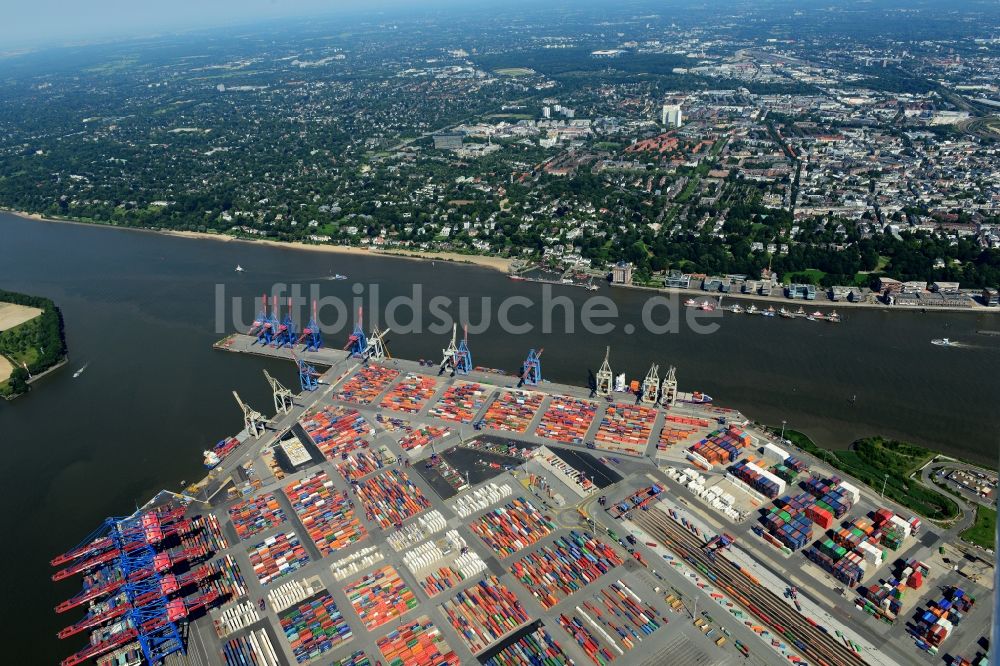 Luftbild Hamburg - Containerterminal im Containerhafen des Binnenhafen HHLA - Burchardkai in Hamburg