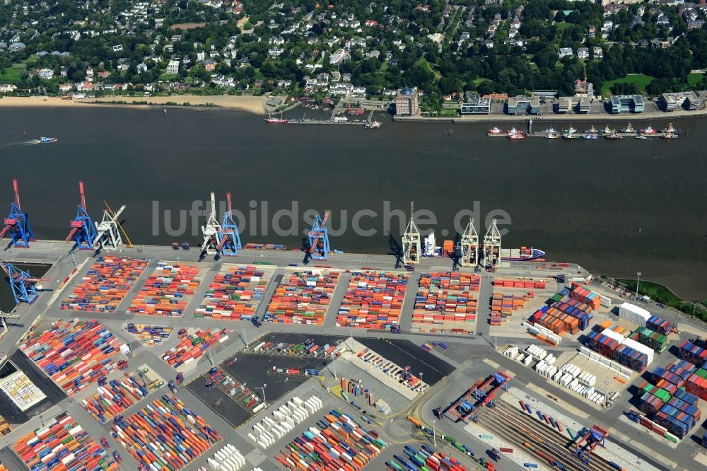 Luftaufnahme Hamburg - Containerterminal im Containerhafen des Binnenhafen HHLA - Burchardkai in Hamburg