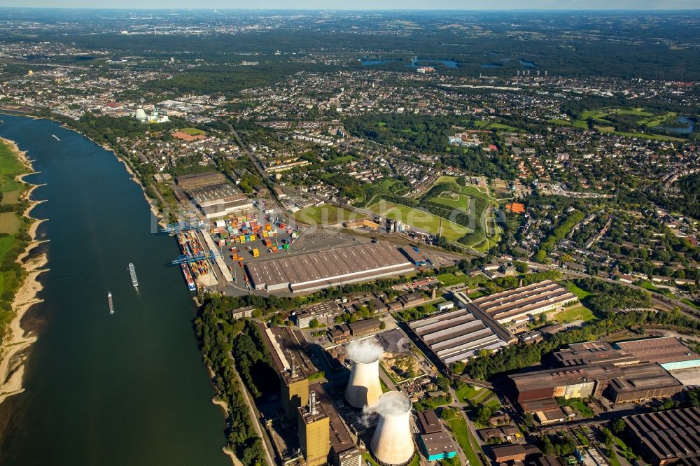 Luftbild Duisburg - Containerterminal im Containerhafen des Binnenhafen Logport II Duisport im Logistikzentrum Rheinhausen in Duisburg im Bundesland Nordrhein-Westfalen