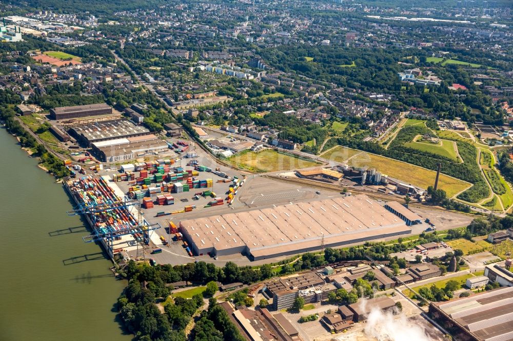 Luftbild Duisburg - Containerterminal im Containerhafen des Binnenhafen Rhein-Ruhr Terminal Gesellschaft für Container- und Güterumschlag mbH an der Richard-Seiffert-Straße in Duisburg im Bundesland Nordrhein-Westfalen