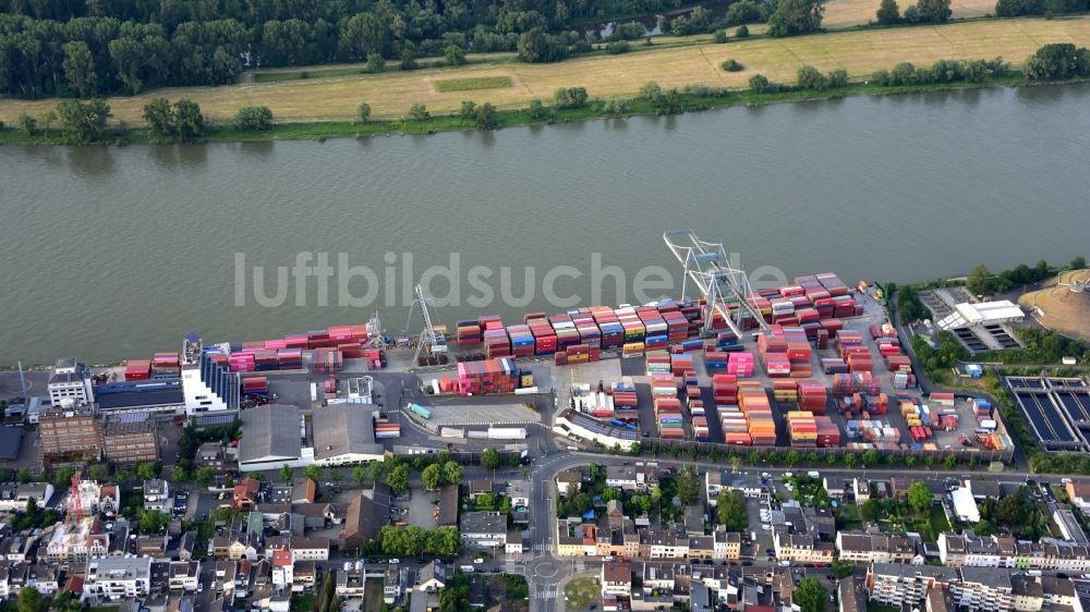 Luftaufnahme Bonn - Containerterminal im Containerhafen des Binnenhafen des Rheins im Ortsteil Graurheindorf in Bonn im Bundesland Nordrhein-Westfalen, Deutschland