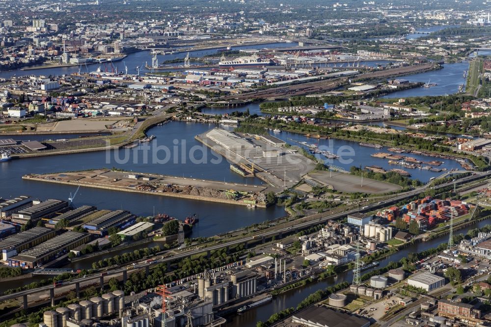 Luftaufnahme Hamburg - Containerterminal im Containerhafen Oderhafen und Travehafen im Hamburger Hafen im Süden von Hamburg