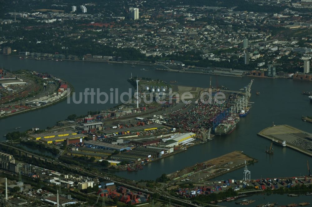 Hamburg aus der Vogelperspektive: Containerterminal der DCP im Containerhafen des Überseehafens in Hamburg