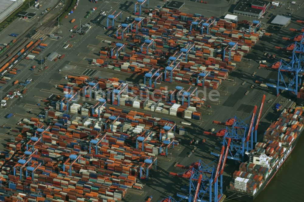 Luftbild Hamburg - Containerterminal der DCP im Containerhafen des Überseehafens in Hamburg