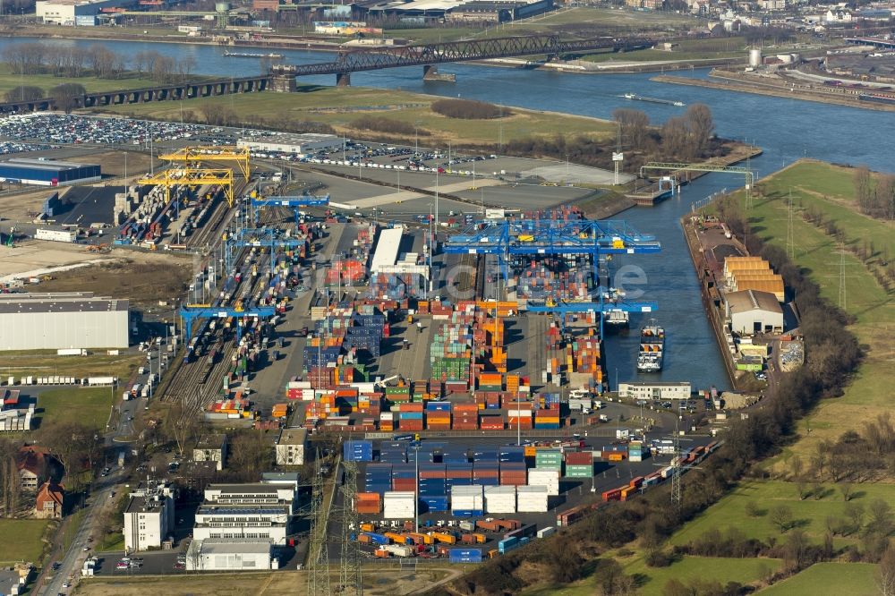 Duisburg aus der Vogelperspektive: Containerterminal in Duisburg im Bundesland Nordrhein-Westfalen