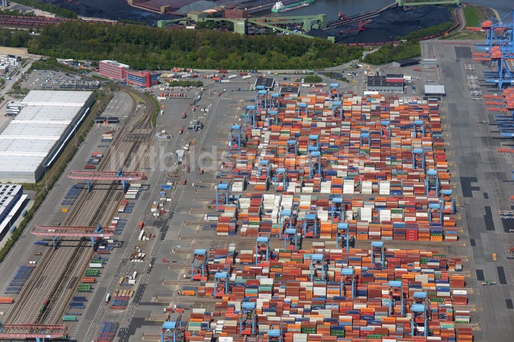 Luftbild Hamburg - Containerterminal HHLA Container Terminal Altenwerder (CTA) am Ufer der Elbe im Stadtteil Altenwerder in Hamburg