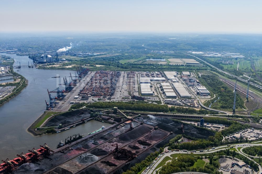 Luftbild Hamburg - Containerterminal HHLA Container Terminal Altenwerder (CTA) am Ufer der Elbe im Stadtteil Altenwerder in Hamburg