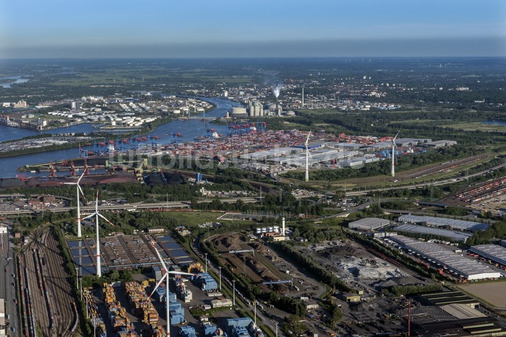 Luftbild Hamburg - Containerterminal HHLA Container Terminal Altenwerder (CTA) am Ufer der Elbe im Stadtteil Altenwerder in Hamburg